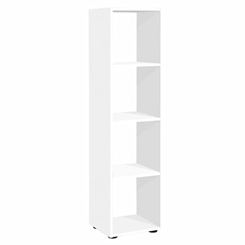 FMD Möbel, 248-004E Mega 4 Bücherregal/ Raumteiler/ Ordnerregal mit 4 Fächern stehend oder liegend, Weiß, Maße 36.5 x 140.5 x 33.0 cm (BHT) von FMD furniture