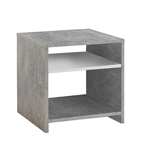 FMD Möbel, 653-001 Lund Beistelltisch, holz, beton, weiß, maße 39.9 x 39.9 x 39.9 cm (BHT) von FMD Möbel