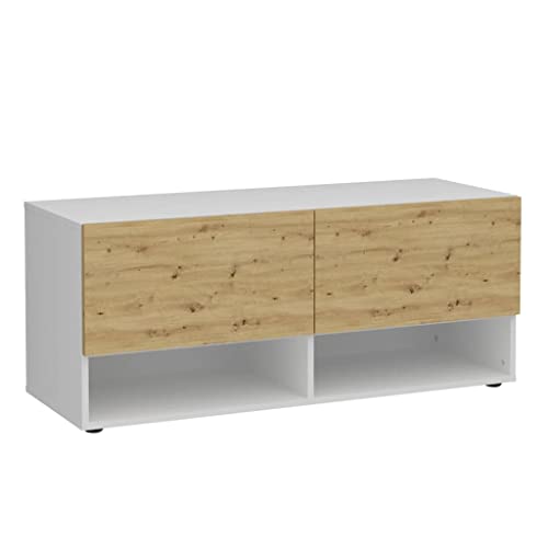 FMD Möbel BELM 9 Garderobenbank, Holzwerkstoff, Brillantweiß/Artisan Eiche, rechteckig von FMD Möbel