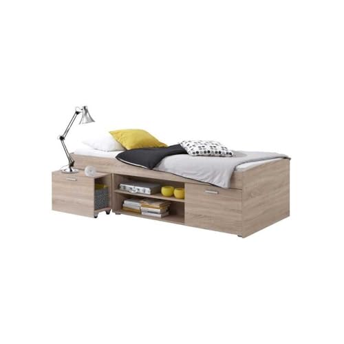 FMD Möbel Bett Eiche Natur 95.5 cm l x 203.5 cm b x 58.5 cm h von FMD Möbel