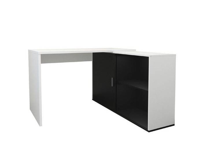 FMD Möbel Eckschreibtisch in weiß Perl / schwarz mit einer Tür und 2 Einlegeböden (BxHxT: 118x75x60,5 cm), schwarz von FMD-Möbel