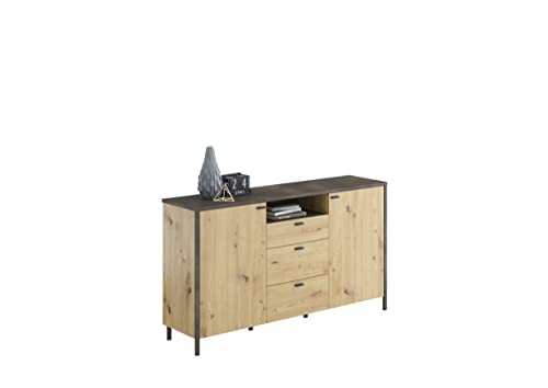 FMD Möbel IN- LOFT 11 Sideboard, Holzwerkstoff, Artisan Oak Nb/Stahl dunkel, rechteckig von FMD Möbel