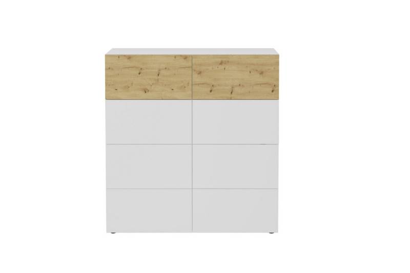 FMD Möbel Kommode in Brillantweiß-Artisan Eiche - 109x115x42cm (BxHxT) von FMD Möbel