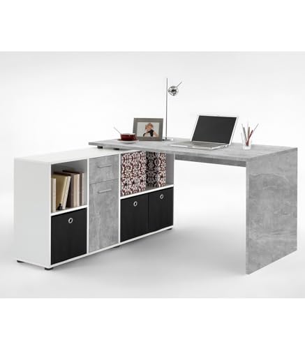 FMD Möbel LEXO/LEX Schreibtisch, Holzwerkstoff, Beton LA, rechteckig von FMD Möbel