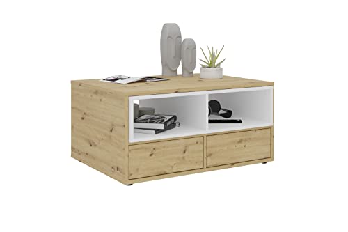 FMD Möbel Monza 2 Couchtisch, Holzwerkstoff, Artisan Oak Nb/weiß, rechteckig von FMD Möbel