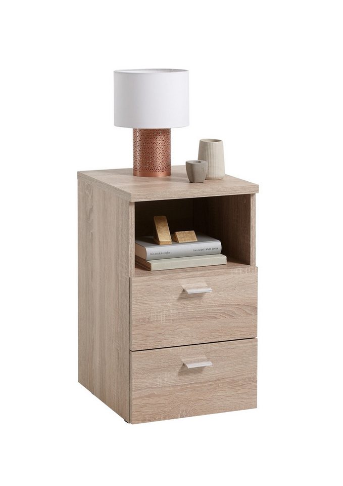 FMD Möbel Nachtkonsole in Eiche Dekor - 35x61,5x39,9cm (BxHxT) von FMD Möbel
