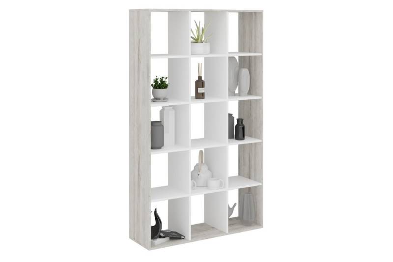 FMD Möbel Regal in Sandeiche Dekor-weiß - 104,3x178x33cm (BxHxT) von FMD Möbel