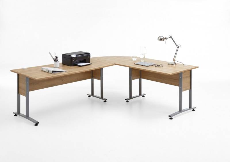 FMD Möbel Schreibtisch in Alteiche Dekor - 240x75x200cm (BxHxT) von FMD Möbel
