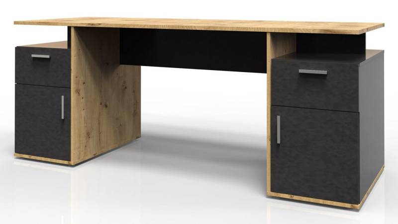 FMD Möbel Schreibtisch in Artisan Eiche Dekor-Matera - 185,1x75x67,5cm (BxHxT) von FMD Möbel