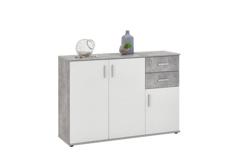 FMD Möbel Schubkastenkommode in Beton LA-weiß - 120,5x83x35cm (BxHxT) von FMD Möbel