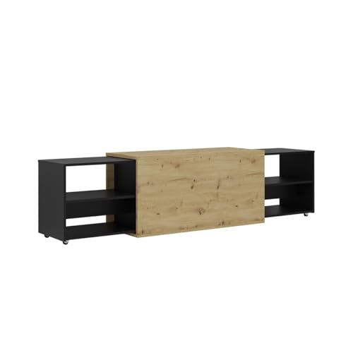 FMD Möbel Slide 3 TV-Board, Holzwerkstoff, Artisan Oak/schwarz perl, rechteckig von FMD Möbel