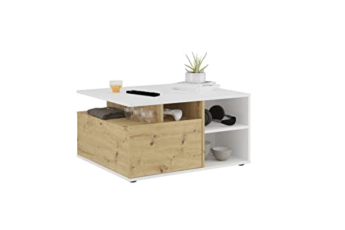 FMD Möbel Twin 2 Couchtisch, Holzwerkstoff, Weiß perl/Artisan Eiche, rechteckig von FMD Möbel