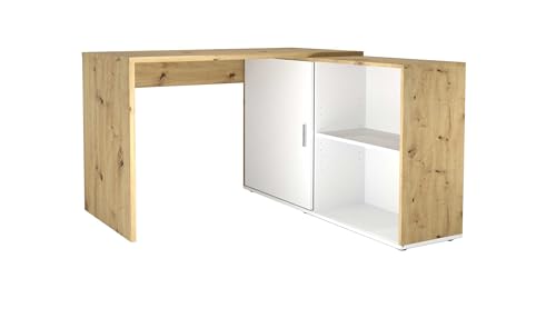 FMD Möbel Valley Schreibtisch, Holzwerkstoff, Artisan Oak Nb/weiß, rechteckig von FMD Möbel