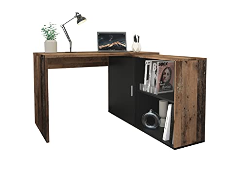 FMD Möbel Valley Schreibtisch, Holzwerkstoff, Old Style dunkel/schwarz P, rechteckig von FMD Möbel