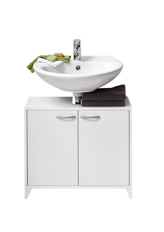FMD Möbel Waschbeckenunterschrank in weiß - 63,7x55x28,1cm (BxHxT) von FMD Möbel
