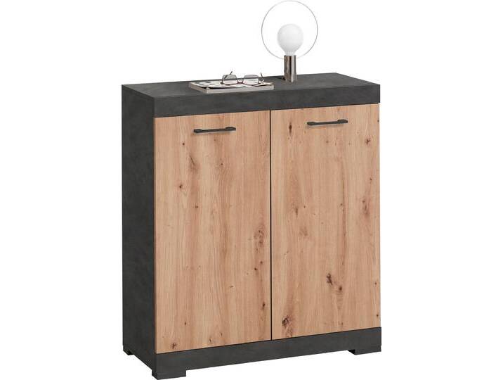 Kommode FMD Bristol , braun (matera, artisan), B:80cm H:89,9cm T:34,9cm, Spanplatte, Sideboards, In unterschiedlichen Tiefen, mit verstellbaren Böden von FMD-Möbel