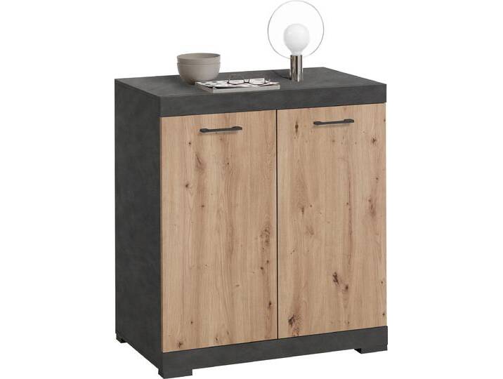 Kommode FMD Bristol , braun (matera, artisan), B:80cm H:89,9cm T:49,9cm, Spanplatte, Sideboards, In unterschiedlichen Tiefen, mit verstellbaren Böden von FMD-Möbel