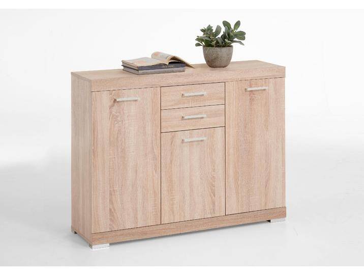 Kommode FMD Bristol 3 , braun (eichefarben), B:120cm H:89,9cm T:34,9cm, Spanplatte, Sideboards, Mehrzweckschrank, in verschiedenen Tiefen, Breite: 120 cm von FMD-Möbel