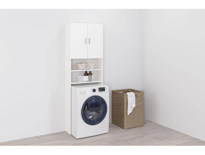 Waschmaschinenumbauschrank FMD Olbia , weiß, B:64cm H:190cm T:26cm, Holzwerkstoff, Schränke, mit viel Stauraum, 2 offene Fächer, höhenverstellbare Einlegeböden Waschmaschinenumbauschrank FMD Olbia , weiß, B:64cm H:190cm T:26cm, Holzwerkstoff, Schränke, mit viel Stauraum, 2 offene Fächer, höhenverstellbare Einlegeböden von FMD-Möbel