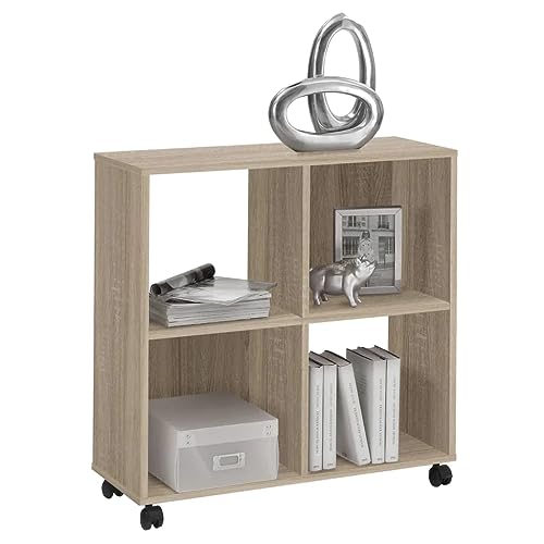 FMD Möbel, 290-001 E Sprint Büroregal Bücherregal auf Rollen ideal für A4 Ordner, Eiche, Maße 72.0 x 77.0 x 33.0 cm (BHT) von FMD Möbel
