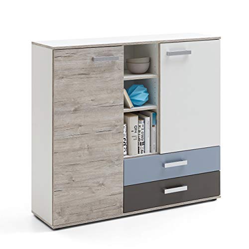 FMD furniture Highboard, Spanplatte, Sandeiche/farbig, ca. 117 x 104 x 33 cm von FMD furniture