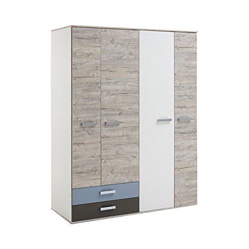 FMD furniture Kleiderschrank, Spanplatte, Sandeiche/farbig, ca. 149,5 x 192 x 60 von FMD Möbel