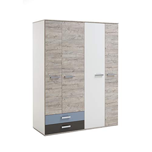FMD furniture Kleiderschrank, Spanplatte, Sandeiche/farbig, ca. 149,5 x 192 x 60 von FMD Möbel