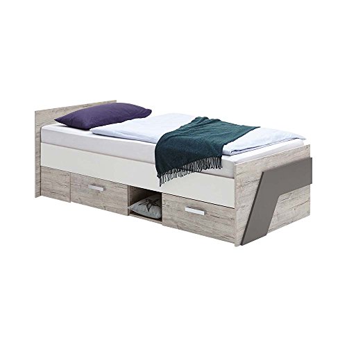FMD furniture Tagesbett, Spanplatte, Sandeiche/Weiß/Lava, Einzel von FMD furniture