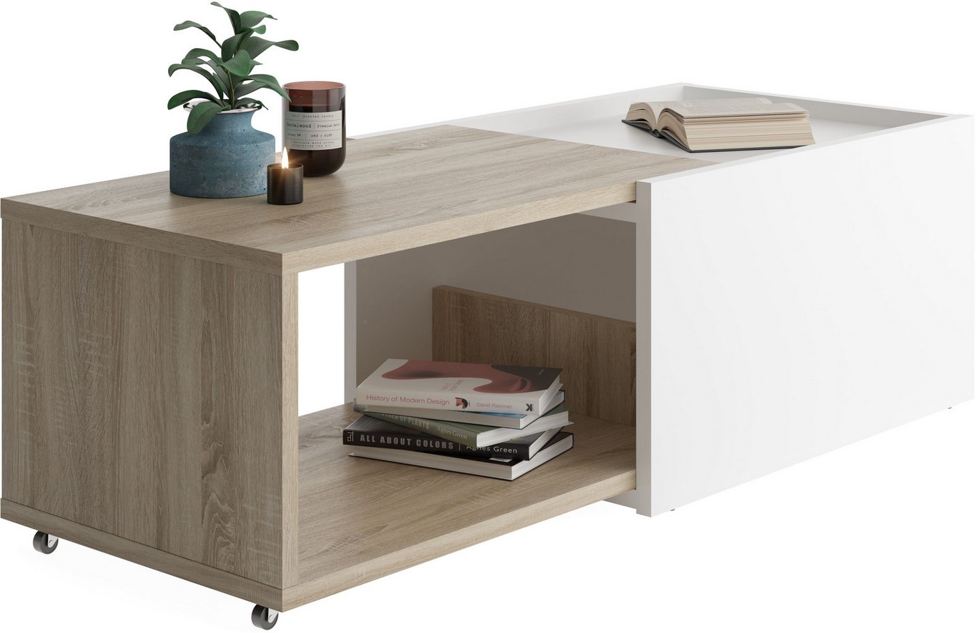 FMD Couchtisch Slide, flexibel ausziehbar, mit Rollen, Breite: 70 bis 125 cm von FMD