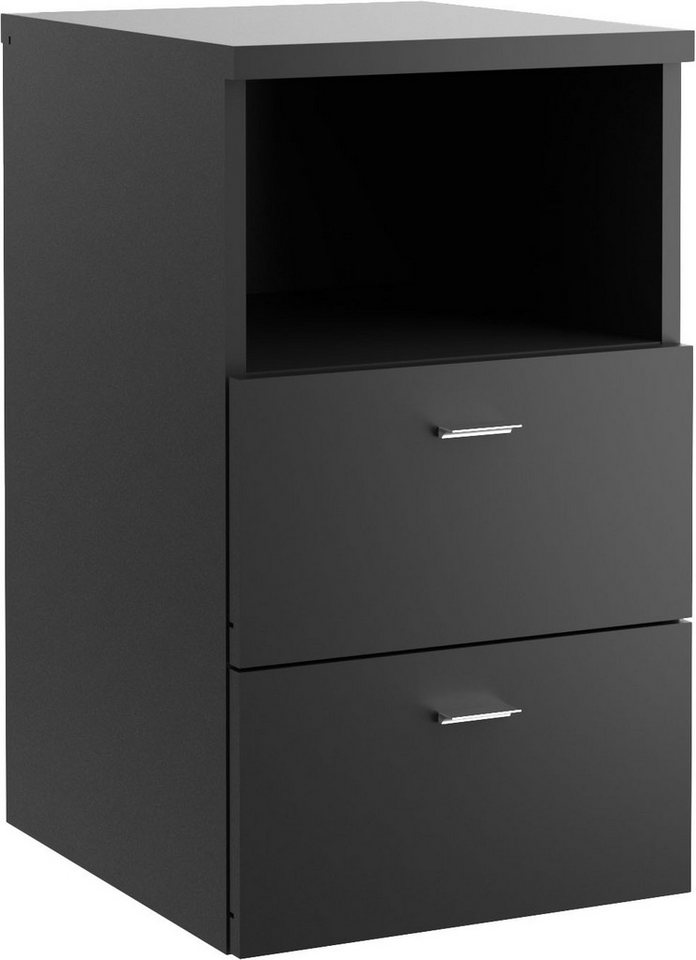 FMD Nachtkonsole Suva, Nachttisch m. 2 Schubkästen und offenem Fach, 60 cm hoch, 35 cm breit von FMD