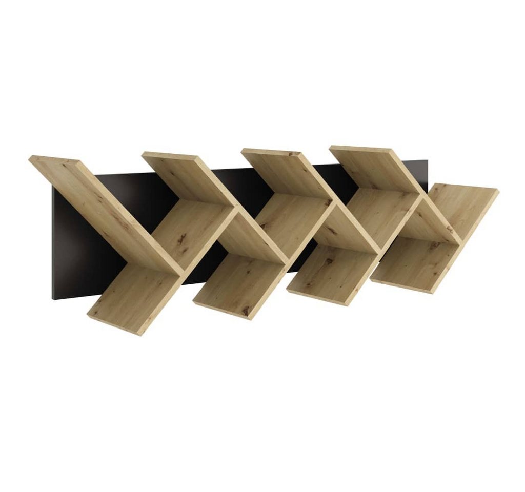 FMD Regal Geometrisches Bücherregal Eiche-Optik und Schwarz, 1-tlg. von FMD