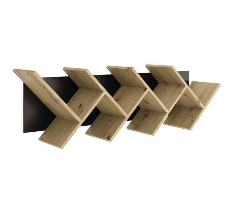 FMD Regal Geometrisches Bücherregal Eiche-Optik und Schwarz, 1-tlg. von FMD