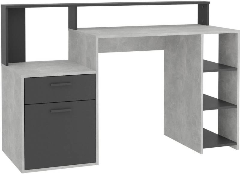 FMD Regal-Schreibtisch Bolton, Schreibtisch mit Stauraum und Ablage, offene Fächer, 138,5 cm breit von FMD
