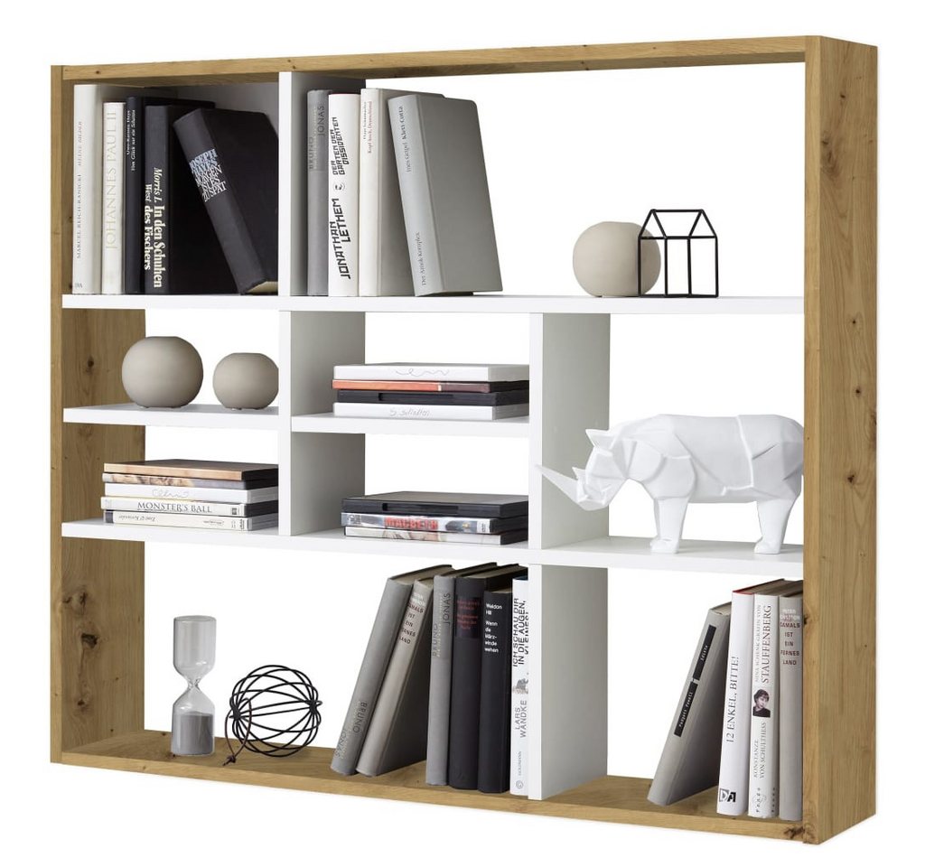 FMD Regal Wandregal mit 9 Fächern Antik-Eiche und Weiß, 1-tlg. von FMD