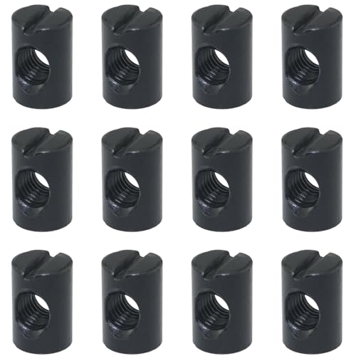 FMHXG 12 Stück Schlitzhammer, Zylindermutter M6 x 15 mm, Schlitzmutter für die Montage von Betten, Mini-Betten, Flachbetten, Möbeln, Planken, Küchenschränken, Schwarz FMHXG 12 Stück Schlitzhammer, Zylindermutter M6 x 15 mm, Schlitzmutter für die Montage von Betten, Mini-Betten, Flachbetten, Möbeln, Planken, Küchenschränken, Schwarz von FMHXG