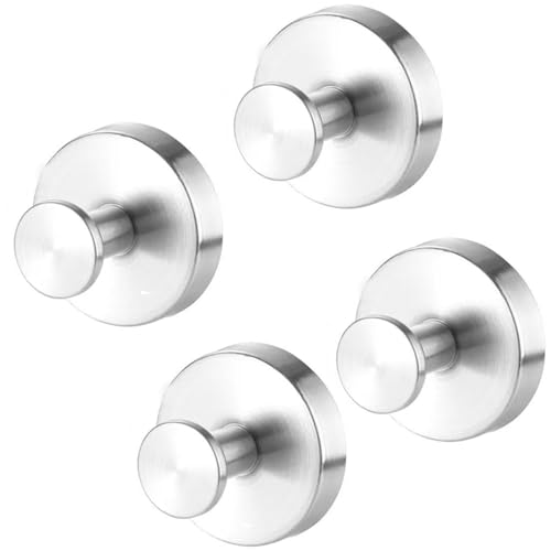FMIYJUN Robuste Saugnapf-Haken, starker und spurloser Edelstahl, 4 Stück, für Küche, Badezimmer, Wandaufbewahrung, Kleiderhaken (Silber) von FMIYJUN