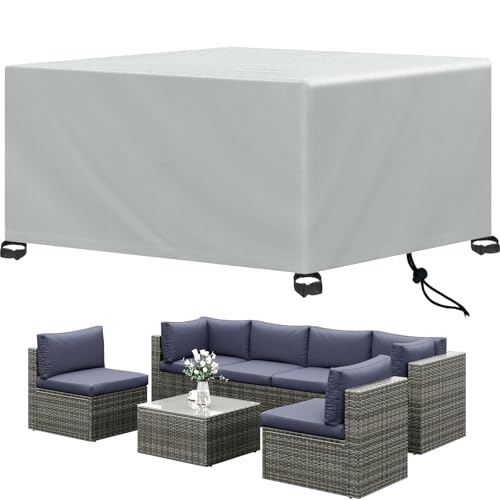 FMJTXD Abdeckung Gartenmöbel Winterfest, Schutzhülle Gartenmöbel Wasserdicht, 420D Oxford Gewebe, Abdeckplane Regenschutz und Staubfest für Gartentische Terrassenmöbel Outdoor-Tisch (120x80x50cm) von FMJTXD