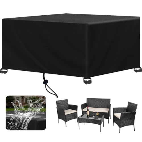 FMJTXD Gartenmöbel Abdeckung Wasserdicht, Winterfest Abdeckplane Gartenmöbel, 420D Oxford Gewebe Abdeckhaube Gartentisch Rechteckig, Schutzhülle Tisch für Gartentisch Sitzgruppe, (270x80x50cm) von FMJTXD