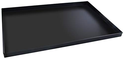 FMprofessional Pizzablech 60x40 cm, eckige From ideal für Pizza, Backblech ist hitzebeständig bis 400°C, rechteckiges Blech aus Blaublech (Farbe: Schwarz), Menge: 1 Stück von FMprofessional