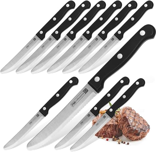 FMprofessional 10x Steakmesser mit Wellenschliff by Fackelmann – Scharfes Messer für Steak und Pizza – Langanhaltend scharfe Klinge für Gastro & Hobby-Köche von FMprofessional