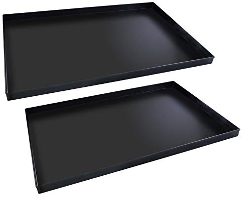 FMprofessional Pizzablech-Set 60x40 cm, eckige From ideal für Pizza, Backblech ist hitzebeständig bis 400°C, rechteckiges Blech aus Blaublech (Farbe: Schwarz), Menge: 1 x 2 Stück von FMprofessional