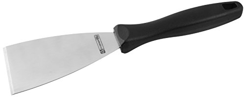 FMprofessional Spachtel CHEF, Kurz-Platte mit Funktionsteil aus Edelstahl, Bratenwender mit ergonomischen Griff (Farbe: Silber/Schwarz), Menge: 1 Stück von FMprofessional