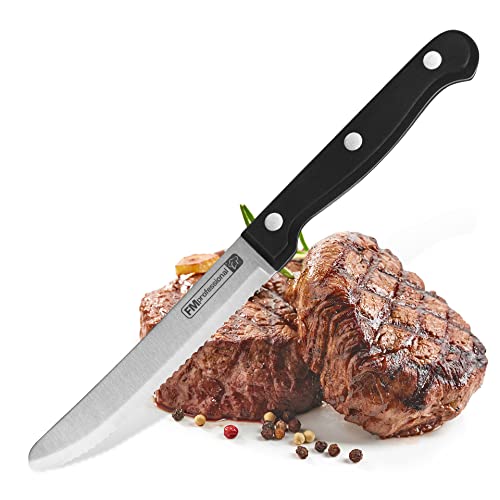 FMprofessional Steakmesser/Pizzamesser, Jausenmesser mit 11cm Edelstahlklinge – hochwertiges Messer mit ergonomischem Griff – Menge: 1 Stück von FMprofessional
