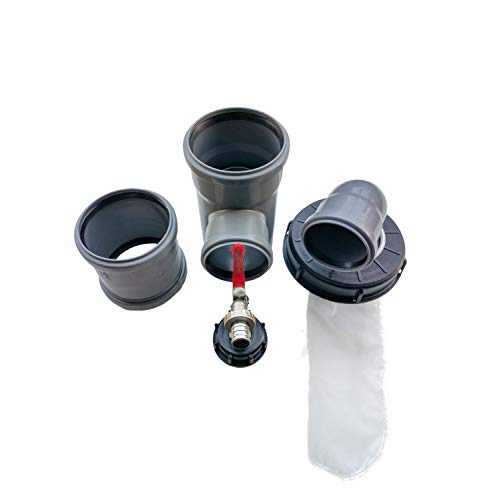 Set Fallrohr Regensammler DN 110/75 Auslaufhahn IBC Deckelfilter Bogen DN 75 89° von FN-Technik
