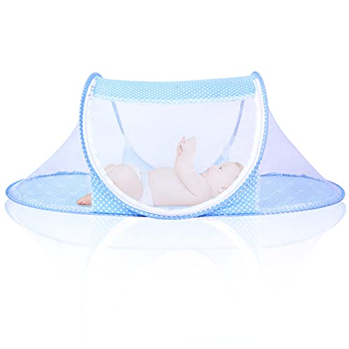 FNDE Baby-Moskitonetz, Tragbares Selbsttragendes Moskitonetz mit Reißverschluss, Geeignet für Familien- und Outdoor-Reisen (110 * 60 * 38CM, Blau) von FNDE