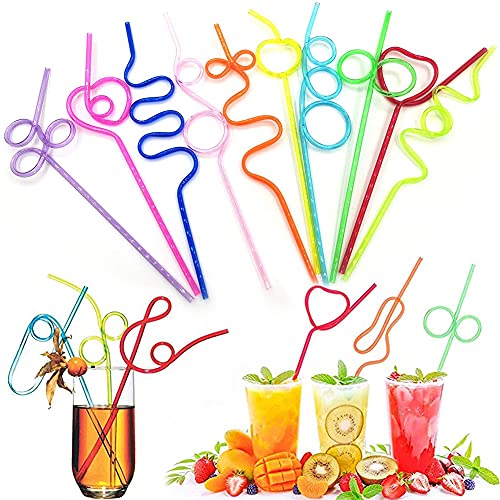 FANDE Reusable Straws, Pack of 30 Drinking Straws with Knot Curly, Spiral Drinking Straws, Long Plastic Straws for Children Adults, for Milk, Juice, Cocktails, Mixed Colours (10 Shapes) FANDE Reusable Straws, Pack of 30 Drinking Straws with Knot Curly, Spiral Drinking Straws, Long Plastic Straws for Children Adults, for Milk, Juice, Cocktails, Mixed Colours (10 Shapes) von FNDE