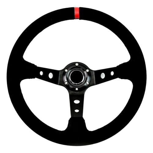 FNERRMEVC Auto 350 Mm Wildleder-Lenkrad Schwarz Tief 90 Mm(ROT) von FNERRMEVC