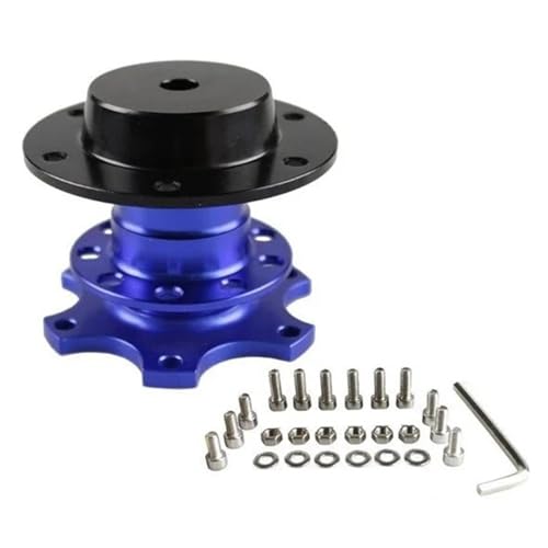 FNERRMEVC Auto Für 6 Loch Lenkrad Universal Lenkrad Schnellspanner Hub Boss Kit(BLAU) von FNERRMEVC