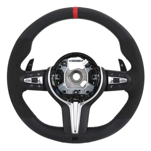 FNERRMEVC Auto Lederlenkrad Für 1er 2er 3er 4er F20 F22 F25 F30 F34 F35 F36 F39 F46 F48(Red Strip) von FNERRMEVC