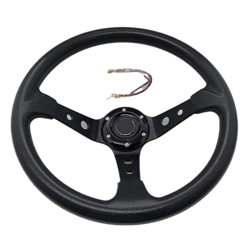 FNERRMEVC Auto Universal-Lenkrad Aus PU Kunststoff 350 Mm(Schwarz) von FNERRMEVC